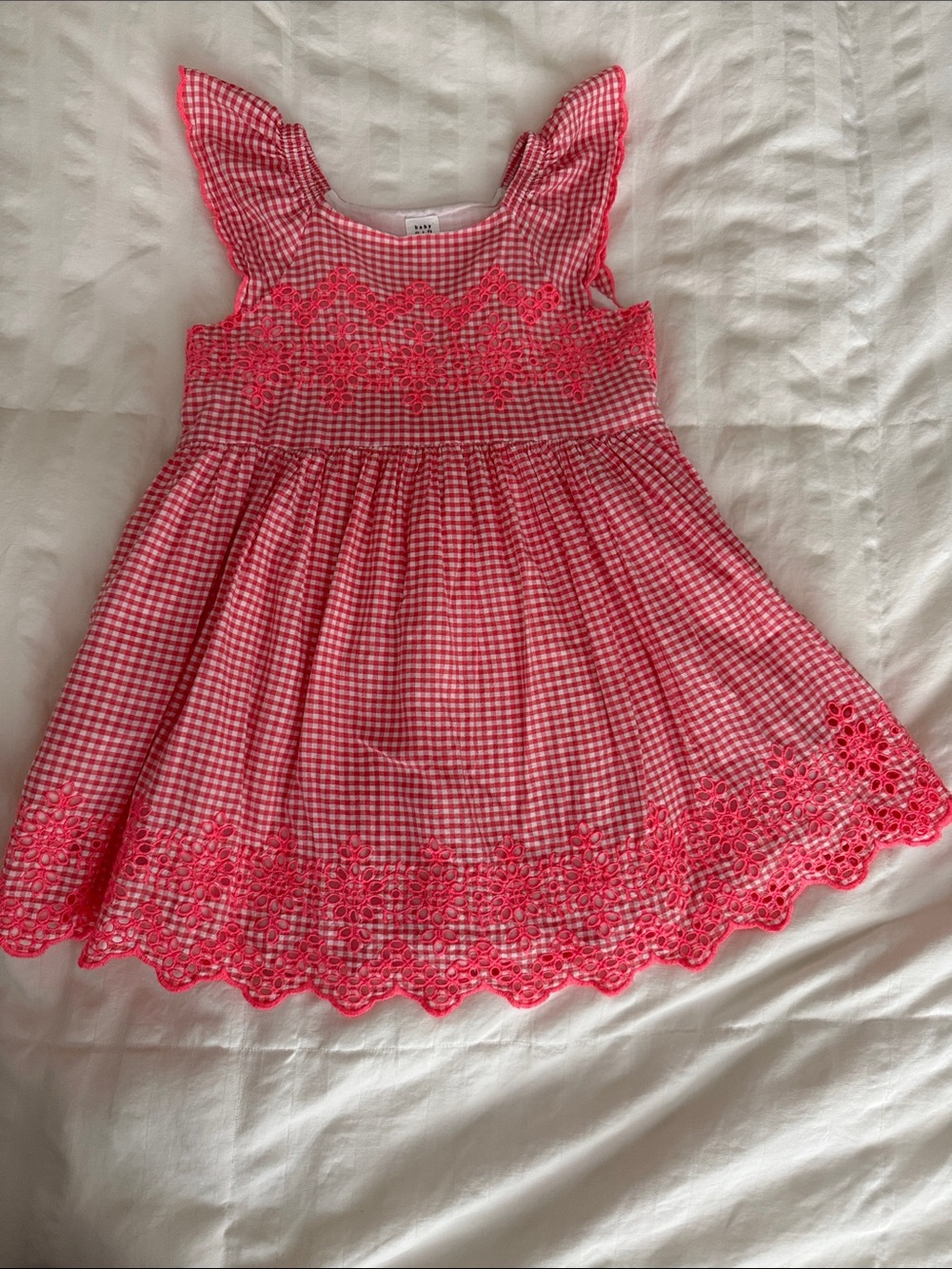 GAP Pink Gingham Eyelet-Trim Casual Dress